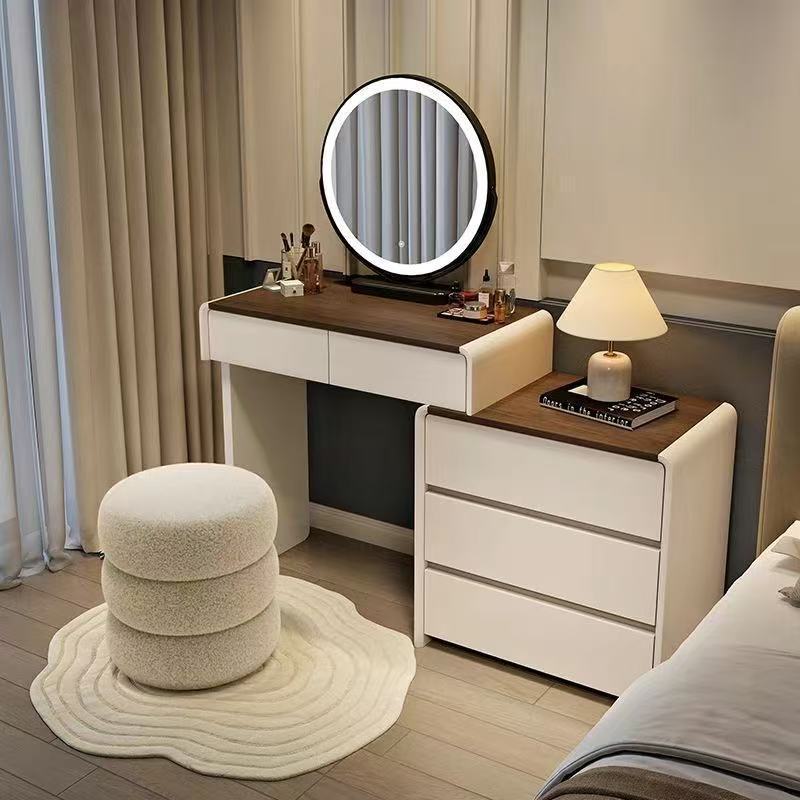 H10 Bois de noyer, plateau blanc crème + chaise Dondun