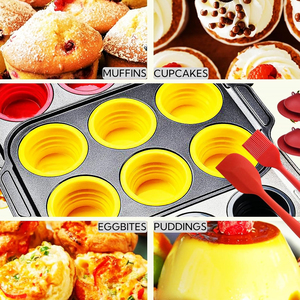Moule à muffins et gâteaux en silicone avec cadre métallique, 6 cavités, antiadhésif, facile à démouler, sans BPA, pour muffins, pains, gâteaux, œufs en morceaux - Product Image 6