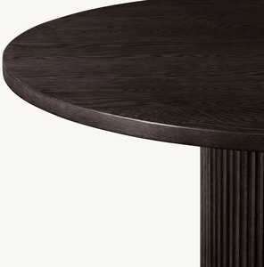 Table à manger circulaire en bois de chêne noir, base sculpturale moderne, meubles pour design d'intérieur contemporain - Product Image 3
