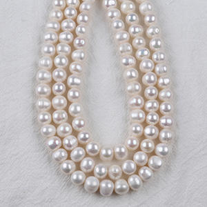 Perles de culture d'eau douce naturelles, blanches, de forme pomme de terre, 9-10 mm, semi-finies, pour collier et bracelet, accessoire de bricolage - Product Image 4