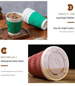Wholesale Double-Layer Insulated Heat-Resistant Coffee Cup Hot Beverages Bubble Tea Disposable Corrugated Paper Cups - Product Image 6