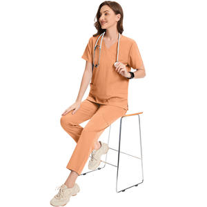 Conjunto de Uniformes Médicos Unisex de Secado Rápido Personalizados, Blusa Elástica con Cuello en V y Bolsillos y Pantalones Cargo, Uniforme de Enfermera de Poliéster y Elastano - Product Image 3