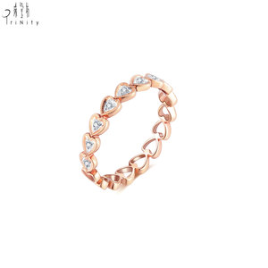 Nueva Colección de Joyería al por Mayor, Diseño de Corazón, Oro Rosa Sólido de 18K, Diamantes Naturales Reales, Anillo Apilable - Product Image 5