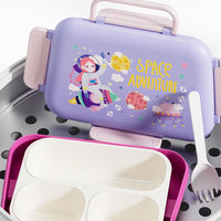 Boîte à lunch portable en plastique pour enfants, compatible micro-ondes, boîte bento, récipient de stockage alimentaire, boîte repas domestique de qualité alimentaire