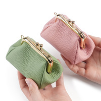 Usine en cuir véritable Mini femme mode changement portefeuilles pochette porte-monnaie