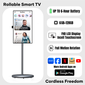 27 Inch Advertising Touch <b>Screen</b> Monitor Android 15 Portable Floor <b>Standing</b> Smart TV With HD1080 and WiFi 2.4G/5G Subscription T - Product Image 6