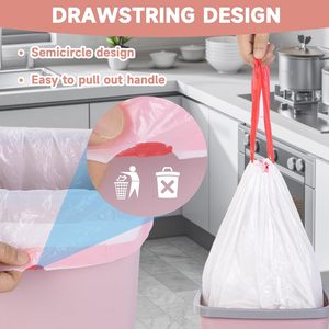 Drawstring Trash Bags Easy Tie <b>Plastic</b> Garbage Bags for Household and <b>Kitchen</b> Use - Product Image 5