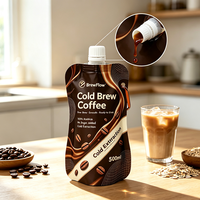 Emballage en aluminium de 500 ml avec bouchon à vis, qualité alimentaire, résistant à la chaleur, poche à bec verseur pour boissons liquides