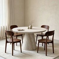 Table à manger de style Wabi-sabi, luxe léger, motif travertin, moderne et minimaliste, pour maison modèle, petit appartement ou restaurant