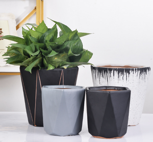 <span class=keywords><strong>Maceta</strong></span> de <span class=keywords><strong>gres</strong></span> con pintura a mano esmaltada de dos tonos personalizada con agujeros de drenaje para macetas de interior y <span class=keywords><strong>exterior</strong></span> - Product Image 3
