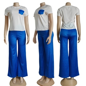 Nouvel ensemble décontracté 2 pièces pour femme, été 2024, de luxe, imprimé, manches courtes, short large au-dessus du genou, 100 % coton - Product Image 2