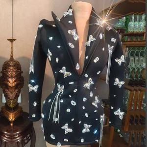 Robe de défilé de mode sexy européenne et américaine, style tempérament, cintrée à la taille, coupe ajustée, blazer uni, <span class=keywords><strong>jupe</strong></span> <span class=keywords><strong>courte</strong></span>, laine/soie - Product Image 5