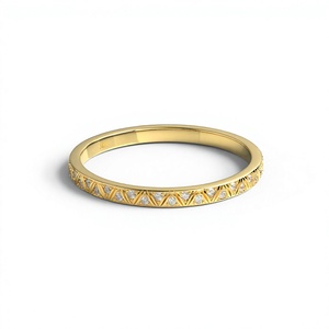 Trendy 18K Gold Plated Wedding Band Textured Round Diamond <b>Ring</b> Half Eternity Band Stackable Wedding <b>Ring</b> Fine Jewelry for Women - Product Image 1