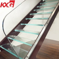 Produit d'exportation bâtiment architectural magasin de bureaux escalier feuilleté trempé ultra clair clôture en verre balcon