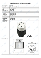 Prise AC mâle à 3 broches USA, prise AC réutilisable à lames droites Nema 6-15R à 3 pôles, connecteur AC 15A 250V USA à 3 broches