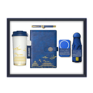 ชุดของขวัญดอกลิลลี่ออฟเดอะแวลลีย์เคลือบทอง ของขวัญส่งเสริมการขายสำหรับธุรกิจ ผลิตภัณฑ์สำนักงาน กล่องของขวัญปีใหม่จีนแบบสั่งทำพิเศษพร้อมลายนูน - Product Image 1