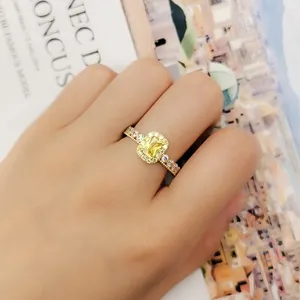 Engagement Wedding Promis Ring Gemstone Ring In 14K Yellow Gold Zircon Surround Custom Rings Jewelry Women