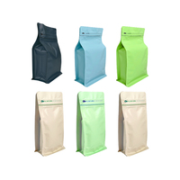 Support de café jetable de qualité alimentaire thermoscellable sacs de café à fond plat de 1 LB avec valve et fermeture éclair