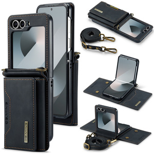 Funda de cuero magnética desmontable DG MING 2 en 1 para <span class=keywords><strong>Samsung</strong></span> Galaxy Z Flip 7 FE 7 6 5 4 3, funda tipo billetera, tarjetero, funda para teléfono - Product Image 1