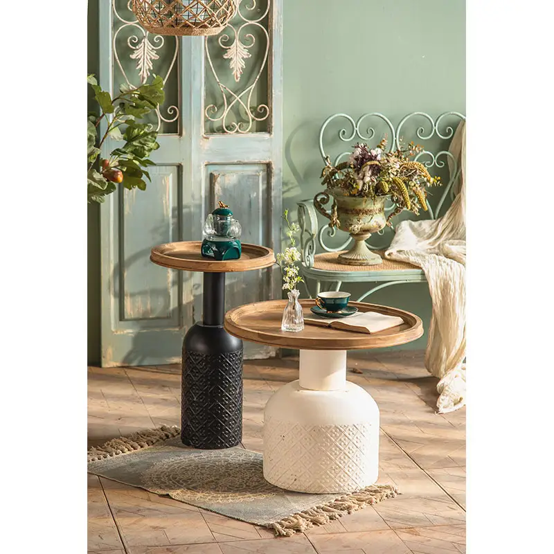 Nuovo Design per la casa mobili artigianali Vintage staccabile tavolo da tè in legno di abete lato superiore tavolino turco con Base in ferro