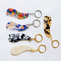 Porte-clés de poche en acétate acétique pour femmes et enfants, Mini pendentif, pierre de tortue, coloré, Portable, de voyage, avec Mini pendentif, peignes à cheveux
