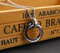 Collier pendentif en acier inoxydable de 50 cm de long avec strass, unisexe, tendance, cadeau de bijoux, 3 cercles entrelacés pour hommes et femmes