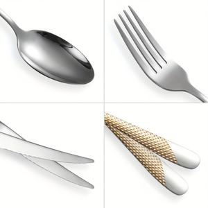 Ensemble de couverts Topwin de luxe brillant en acier inoxydable 304, couverts en argent plaqué or avec poignée en forme d'étoile et de diamant - Product Image 6