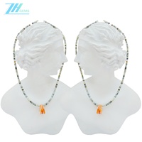 Jadéite de Birmanie et Prehnite avec des morts vert orange d'huître épineuse Cadeau de soulagement du stress pour son collier de force perles rondes