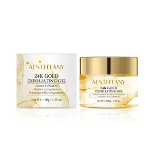 Vente en gros Oem Odm naturel bio éclaircissant amélioré nettoyage apaisant soin de la peau visage 24k Gel exfoliant