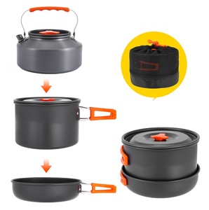 Ensemble de casseroles, poêles <span class=keywords><strong>et</strong></span> bouilloires portables en alliage d'aluminium pour le camping en plein air, sac de <span class=keywords><strong>rangement</strong></span> en filet pour cuisinière à gaz - Product Image 5