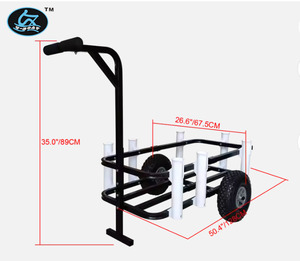 Carrito Plegable para Playa y Pesca con Soportes para Cañas de Pescar, Resistente, Tipo U-boat, Blanco y Negro, 90 kg - Product Image 2