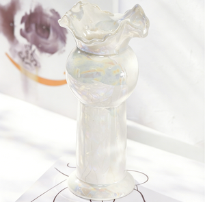Vase en céramique blanc nacré de style nordique minimaliste pour salon, décoration artistique pour fleurs séchées - Product Image 6
