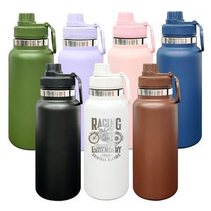 32 Oz Wide Mouth BPA Free <b>Double</b> <b>Wall</b> Vacuum Insulated Stainless Steel Portable Leak-Proof Lid with Straw Gym School Camping - Product Image 1