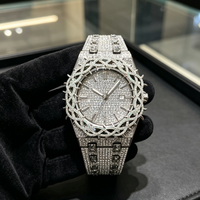 Montre mécanique automatique de luxe pour homme, cristal saphir, aiguilles entièrement serties de diamants VVS Moissanite, bracelet en acier inoxydable, style Hip Hop