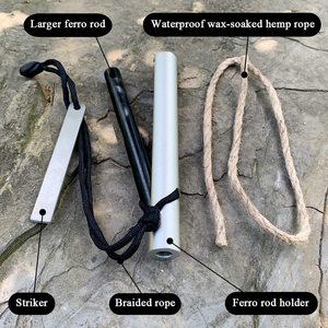 Accendifuoco <span class=keywords><strong>3</strong></span> in 1 con Acciaio e Magnesio, Kit di Sopravvivenza con Accendifuoco in Ferro e Magnesio per Campeggio ed Emergenze - Product Image 4