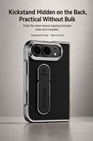Étui en cuir PU et PC électroplaqué pour iPhone Duo avec film de protection intégré, béquille dissimulée, protection complète de la charnière, coque pliable