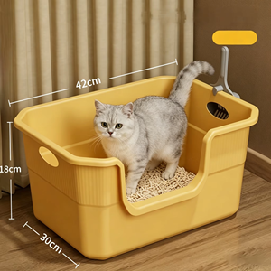 <span class=keywords><strong>Bac</strong></span> à litière carré surdimensionné entièrement ouvert et portable pour chat, épais, durable, anti-déversement, <span class=keywords><strong>bac</strong></span> à <span class=keywords><strong>sable</strong></span> pour chat facile à nettoyer, toilette pour animaux de compagnie - Product Image 5