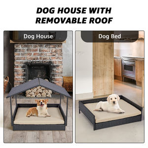 SUREWALHOME Casa de mimbre para perros Cama elevada para perros con dosel Cama grande para perros elevada con refrigeración - Product Image 6