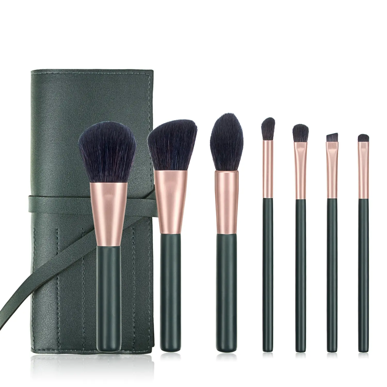 BUEYA 7pcs HOT sale green color professional brand makeup set brushes manufacture cleaner and dryer include packaging