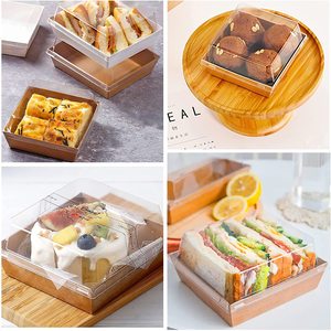 Venta al por mayor Kraft Sandwich Slice Cake <span class=keywords><strong>Cookie</strong></span> 5 pulgadas blanco cuadrado desechable alimentos contenedores panadería cajas - Product Image 3