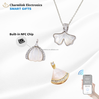 Nouveau pendentif NFC avec incrustation de coquillages et de pierres précieuses, collier NFC 13,56 MHz, coquillages naturels, cadeaux NFC, cadeaux RFID, cadeaux intelligents