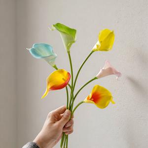 Mini Calla Artificielle Verte en Gros pour Décoration Extérieure de Mariage Style INS Peinte à l'Effet Naturel pour l'Export - Product Image 1