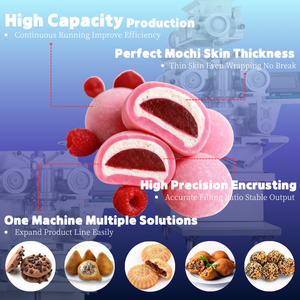 IJs Daifuku Mochi vorm- en vulmachine, apparatuur voor het vullen en verpakken van gevulde deegproducten, productielijn voor diepvriesdesserts - Product Image 2
