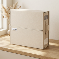 Boîte de rangement moderne pliable en tissu Oxford pour draps de lit avec fenêtre visible et poignée – Organisateur de literie