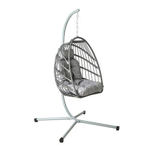 كرسي معلق بيضاوي قابل للطي من الراتان للحدائق والشرفات والتراسات، أثاث خارجي عصري بالجملة - Product Image 2