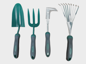 Kit d'outils de jardinage pour la maison et le jardin, comprenant une pelle, une houe, une brosse et un râteau à feuilles, pour le jardinage et les travaux agricoles. - Product Image 1