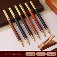 Vente en gros de stylo gel d'affaires rétro 0.5mm signature en bois métallique avec clip rotatif en bois pour le bureau ou comme cadeau d'affaires élégant