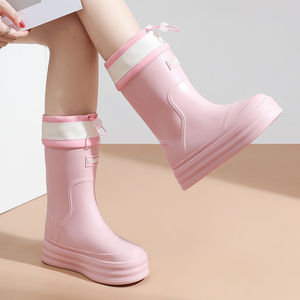 <span class=keywords><strong>Botas</strong></span> de lluvia impermeables con suela gruesa para mujer, <span class=keywords><strong>botas</strong></span> cortas antideslizantes de estilo coreano a la moda para exteriores para todas las estaciones - Product Image 4
