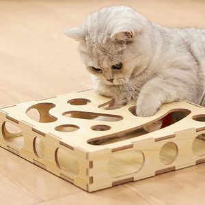 Pet Cat Puzzle en bois jouet poreux <span class=keywords><strong>Cube</strong></span> piste balle <span class=keywords><strong>chat</strong></span> jouet stimule l'instinct de chasse auto-plaisir <span class=keywords><strong>chat</strong></span> <span class=keywords><strong>arbre</strong></span> grattoir - Product Image 2
