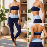Soutien-gorge de sport bandeau sans bretelles pour femme, color block, avec bordure contrastante, style tube top, pour le yoga, la gym, le fitness et l'entraînement, vêtement de sport athlétique
